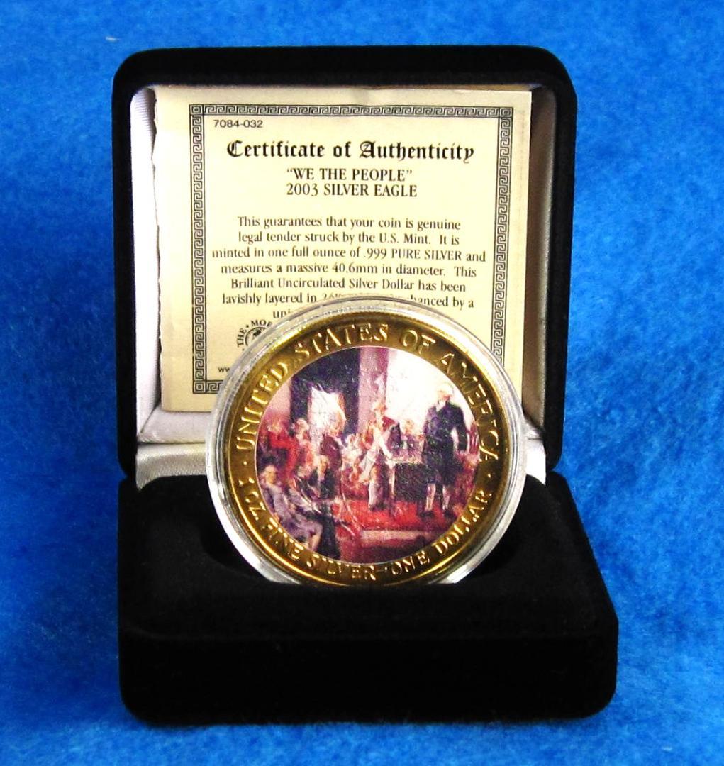 ０３年　カラー　アメリカンシルバーイーグル　１オンス銀貨　アメリカ合衆国憲法記念