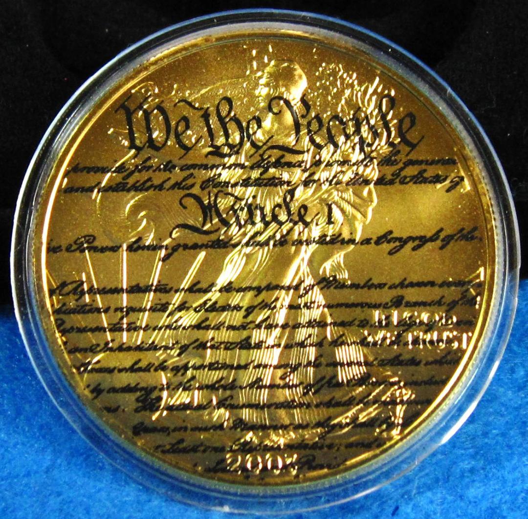 ０３年　カラー　アメリカンシルバーイーグル　１オンス銀貨　アメリカ合衆国憲法記念