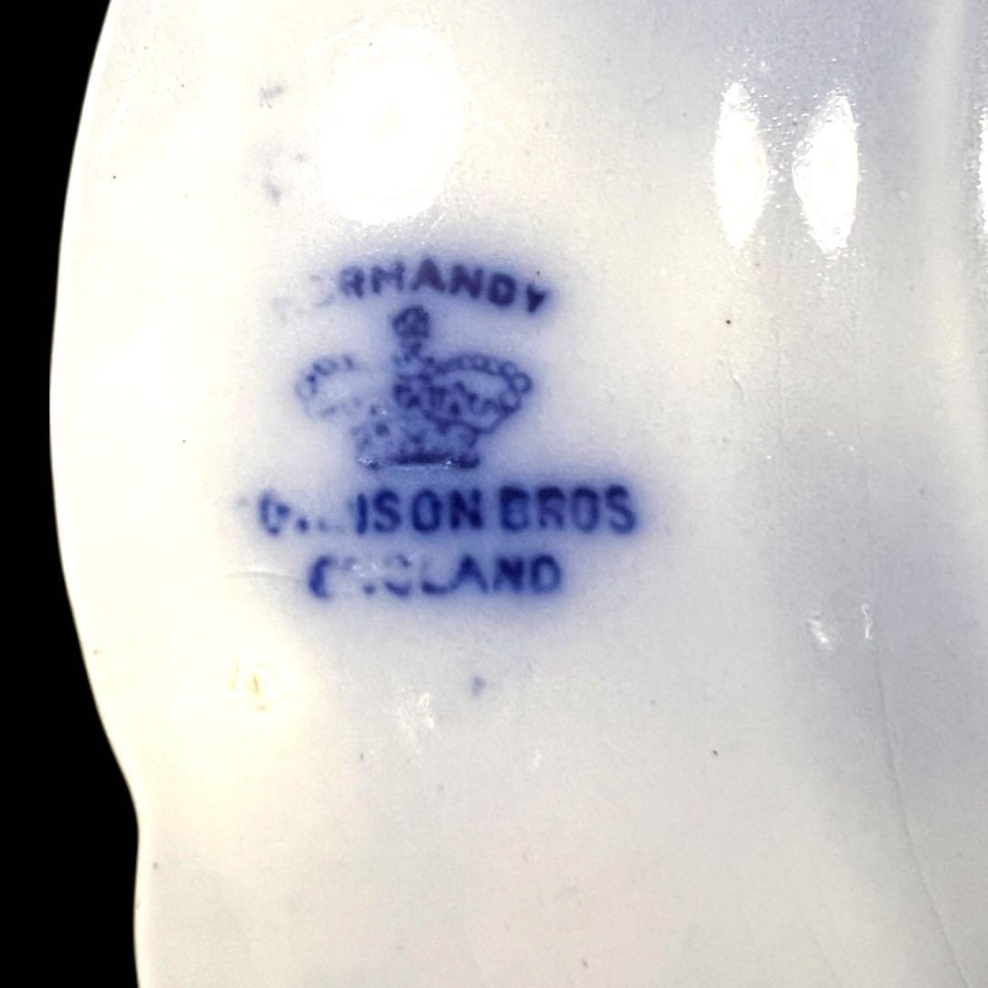 英国アンティーク19世紀 ジョンソンB ノルマンディーフローブルー皿