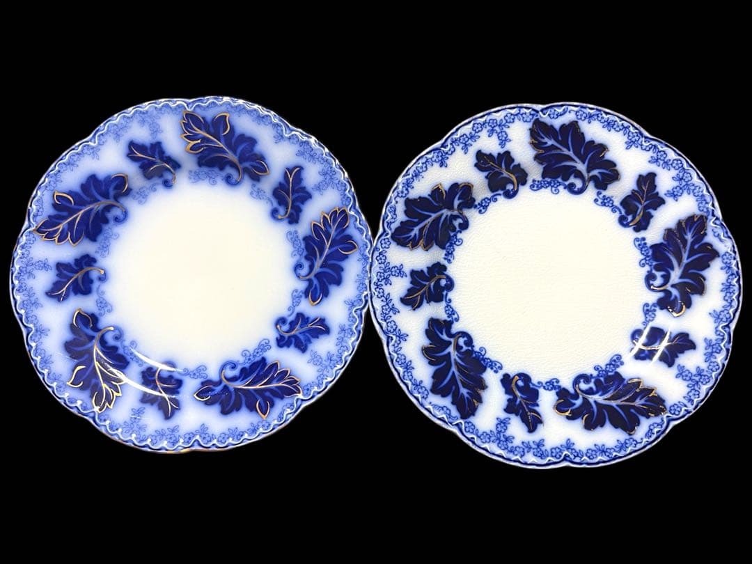 英国アンティーク19世紀 ジョンソンB ノルマンディーフローブルー皿