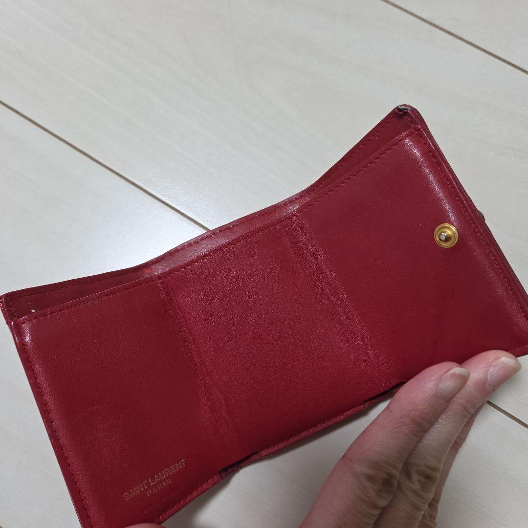 YSL レッド 三つ折り財布
