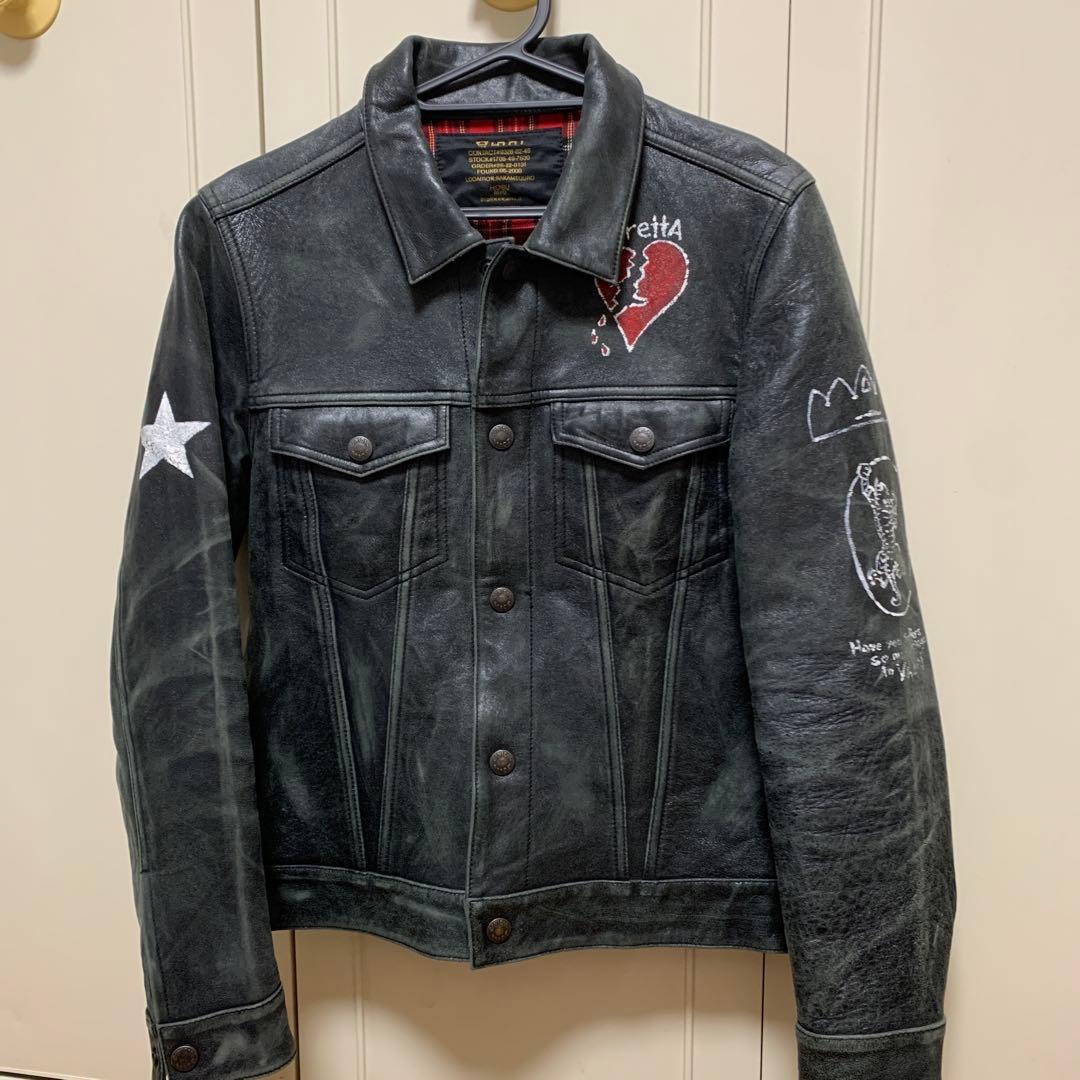 ゴートレザーWネームJHONS HOSU ROCK