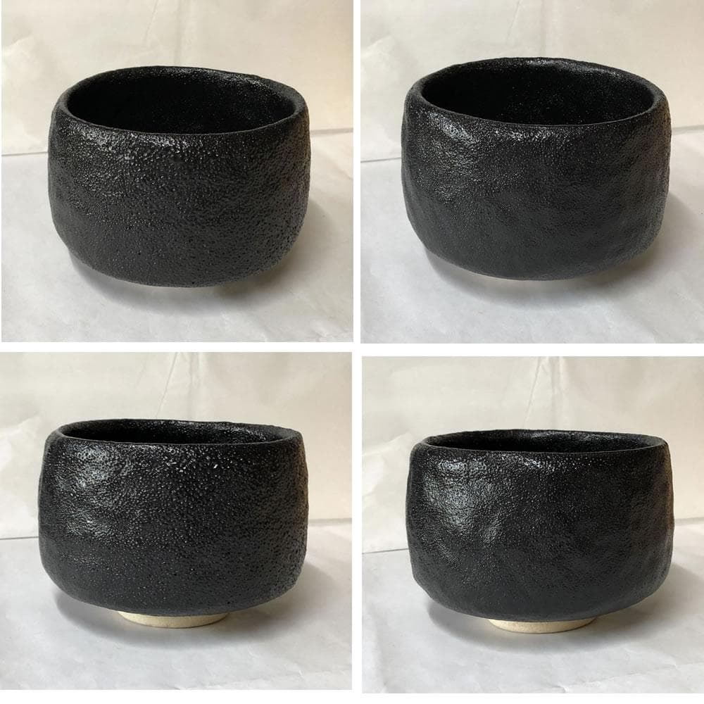 F922 寒川栖豊 紀州焼 那智黒茶碗 共箱 抹茶碗 茶道具