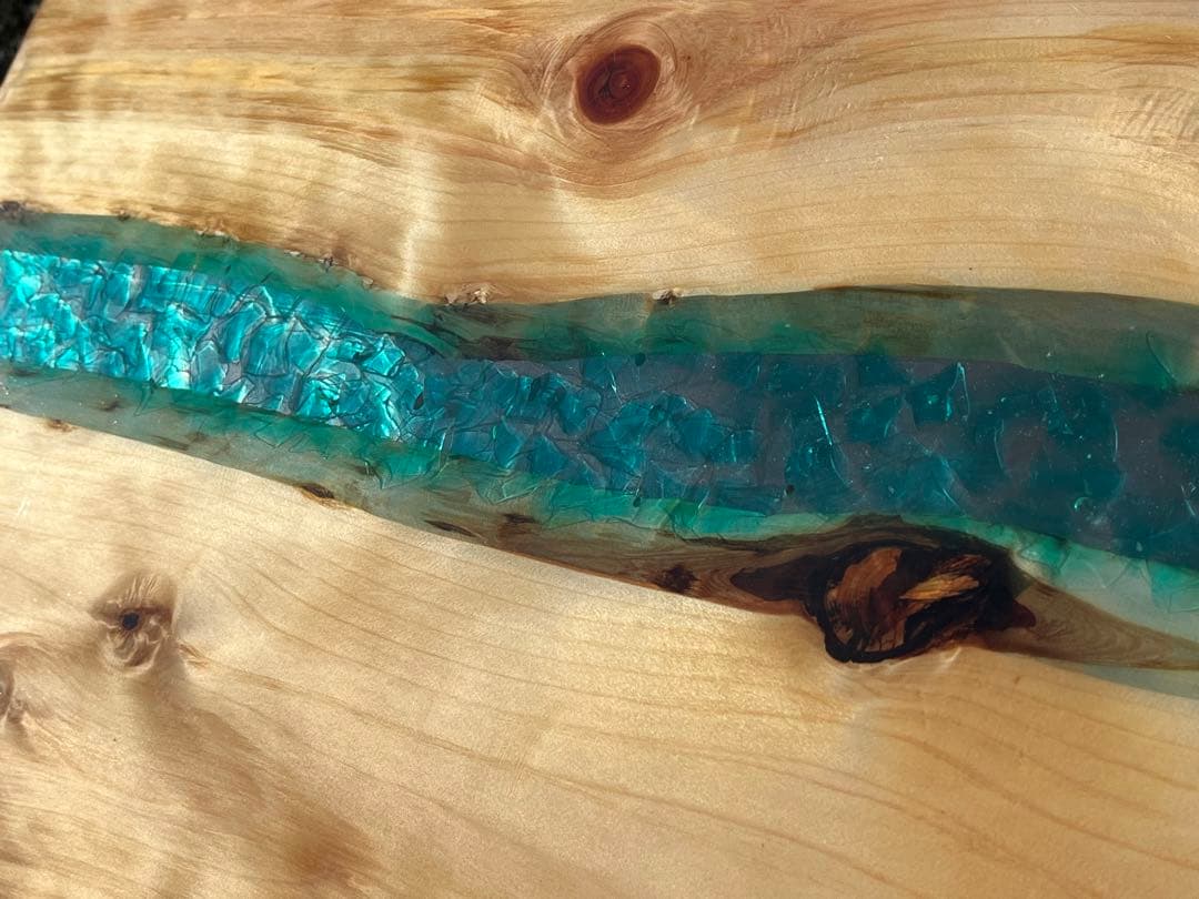 【ヒノキ】おしゃれ　ローテーブル レジンテーブル　リバーテーブル