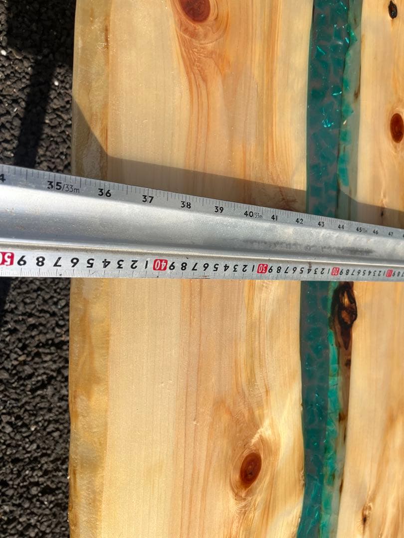 【ヒノキ】おしゃれ　ローテーブル レジンテーブル　リバーテーブル