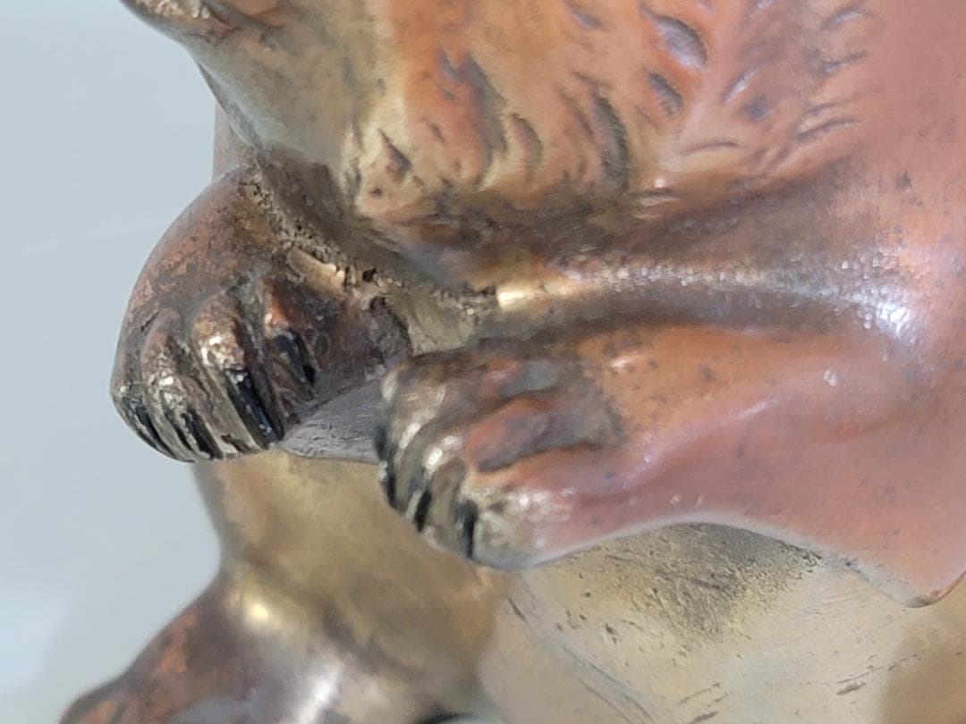 可愛い 遊 犬 置物 銅製 二件 DT592