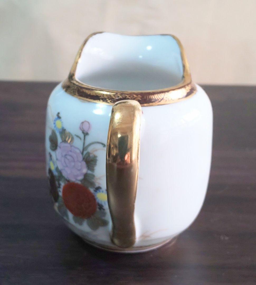 九谷焼 大正時代 金彩花鳥富士模様柄 ティーセット 6客8点セット 陶磁器