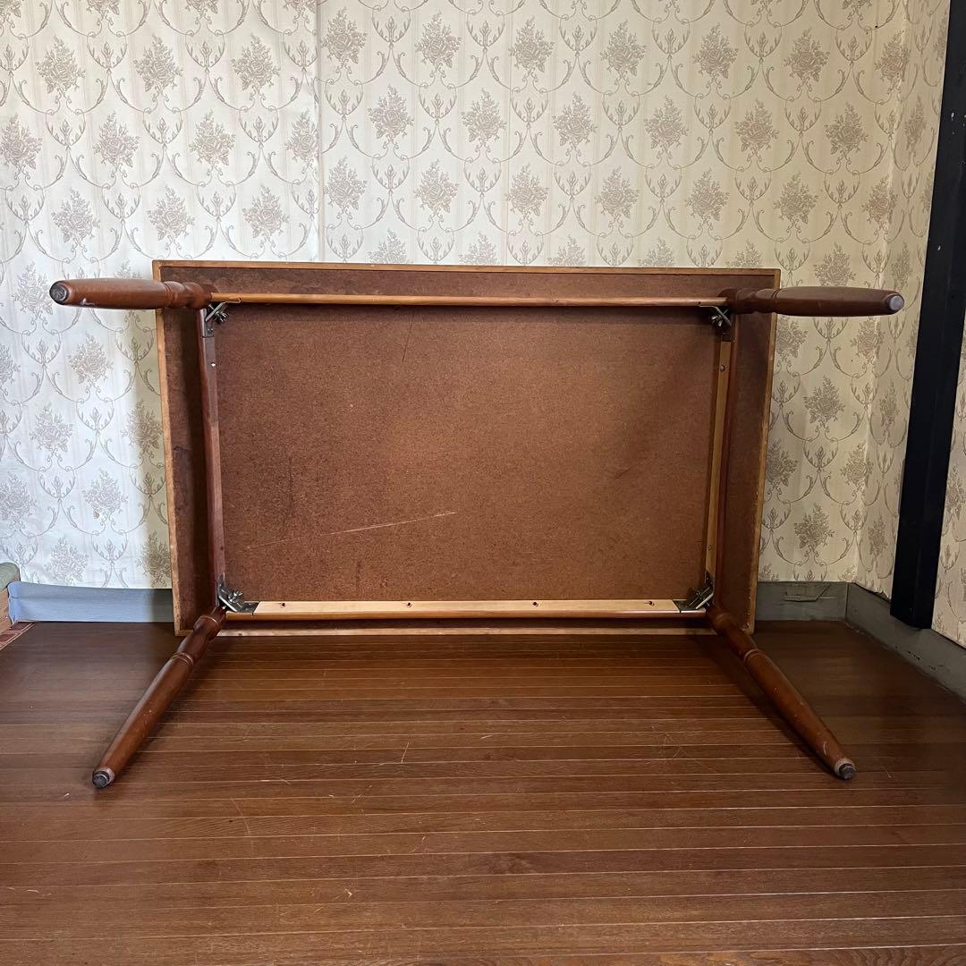 【アンティーク】昭和レトロ 大理石柄 木製ダイニングテーブル 石目天板 古民家