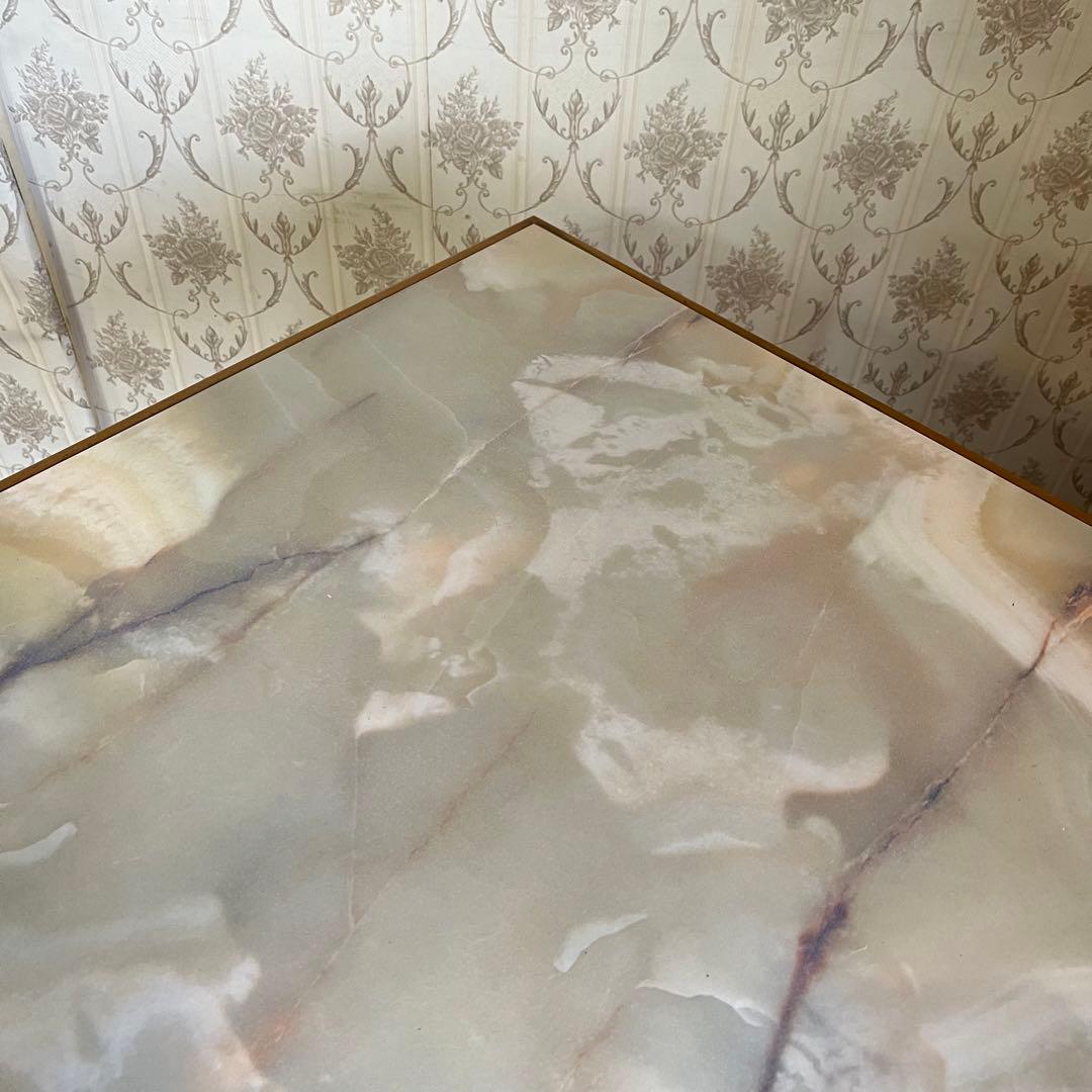 【アンティーク】昭和レトロ 大理石柄 木製ダイニングテーブル 石目天板 古民家