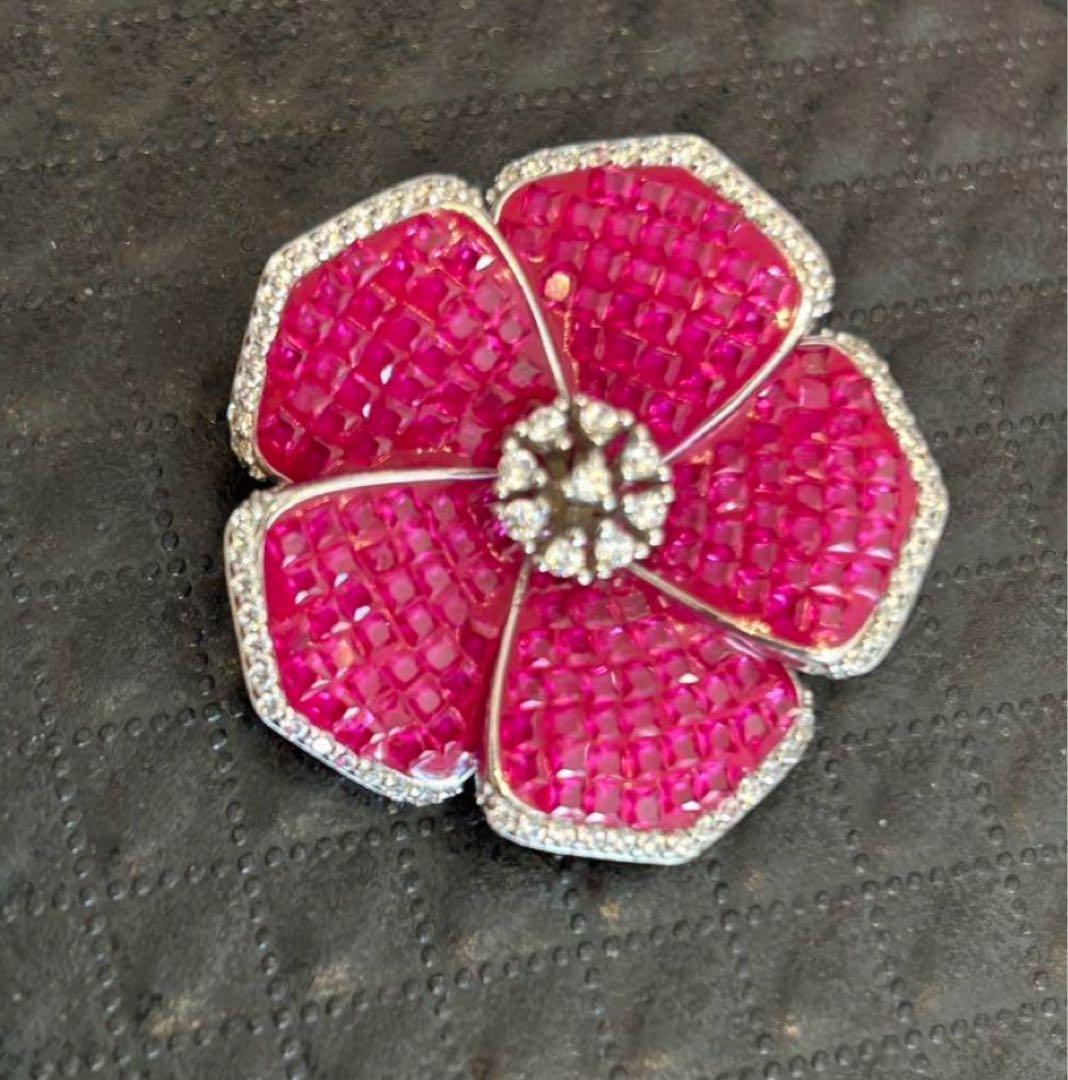 ハートちゃん❣️ミステリーセッティングルビーブローチ