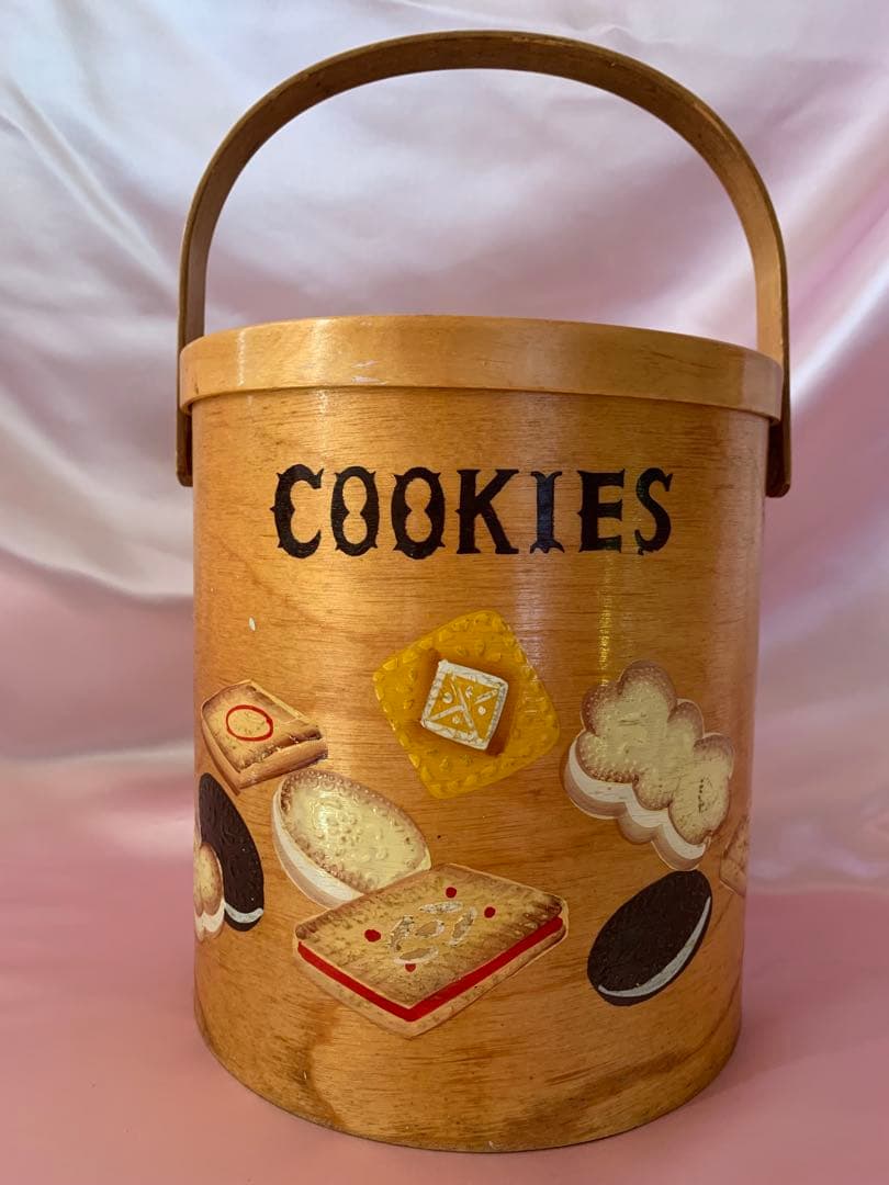 ビンテージ　木製　クッキージャー　ビスケット　レトロ　アンティーク　キャニスター