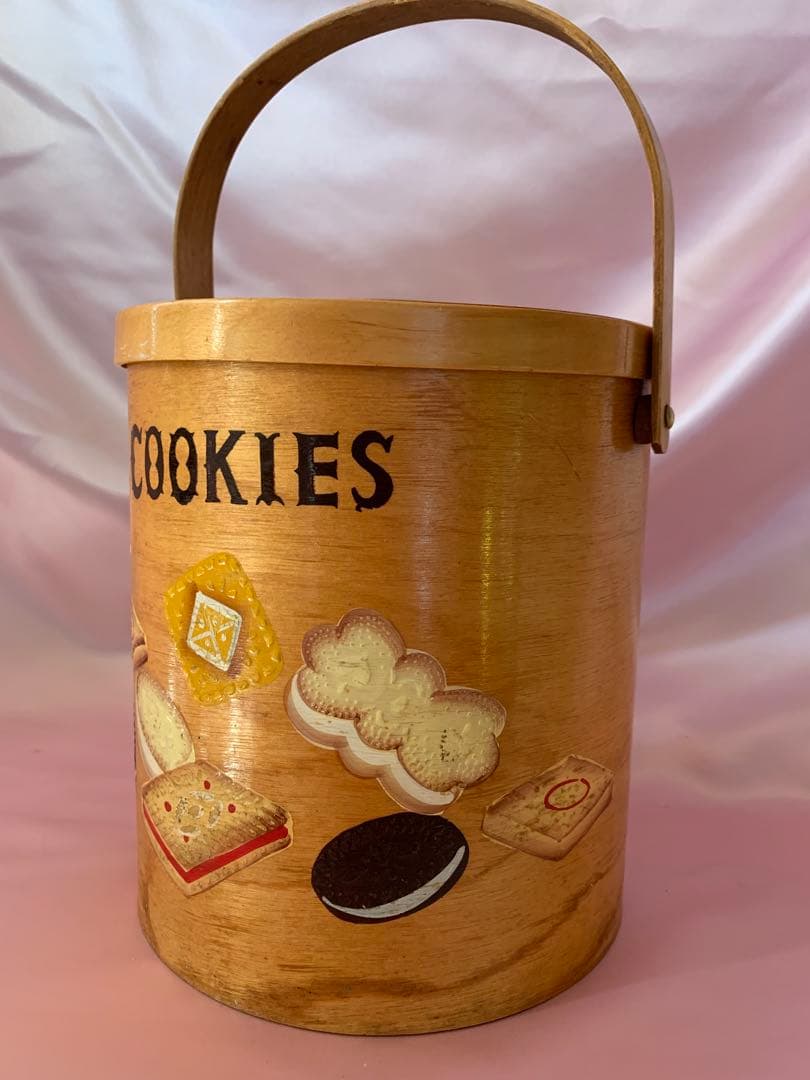 ビンテージ　木製　クッキージャー　ビスケット　レトロ　アンティーク　キャニスター