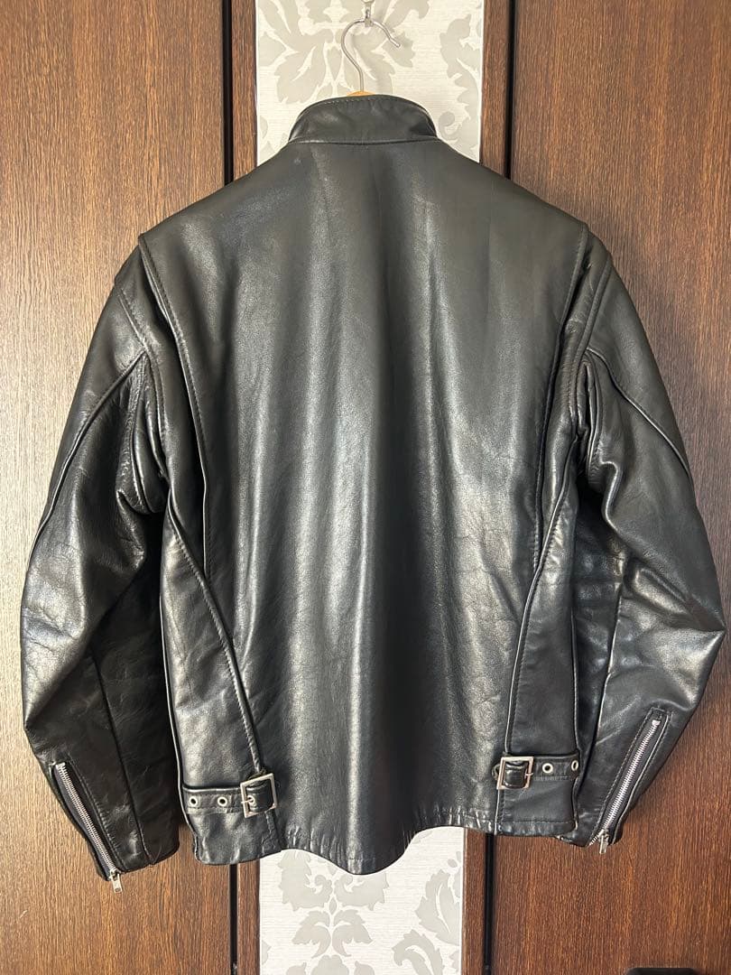 Schott ブラック シングルライダースジャケット 36