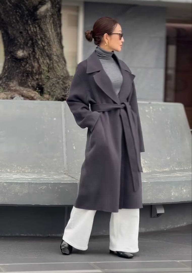 【uru様用】ダークグレー オーバーサイズ チェスターコート