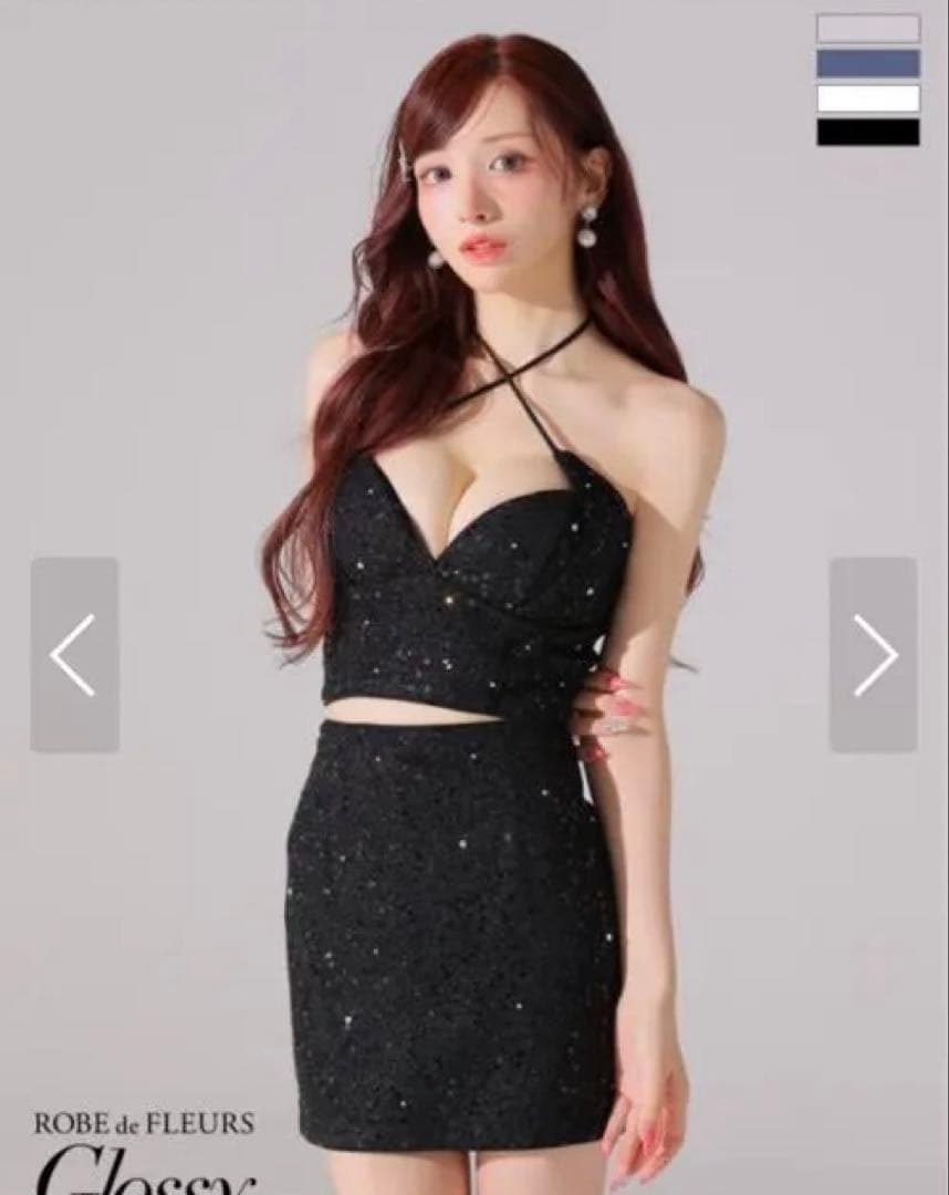 Robe de Fleurs ブラックミニドレス