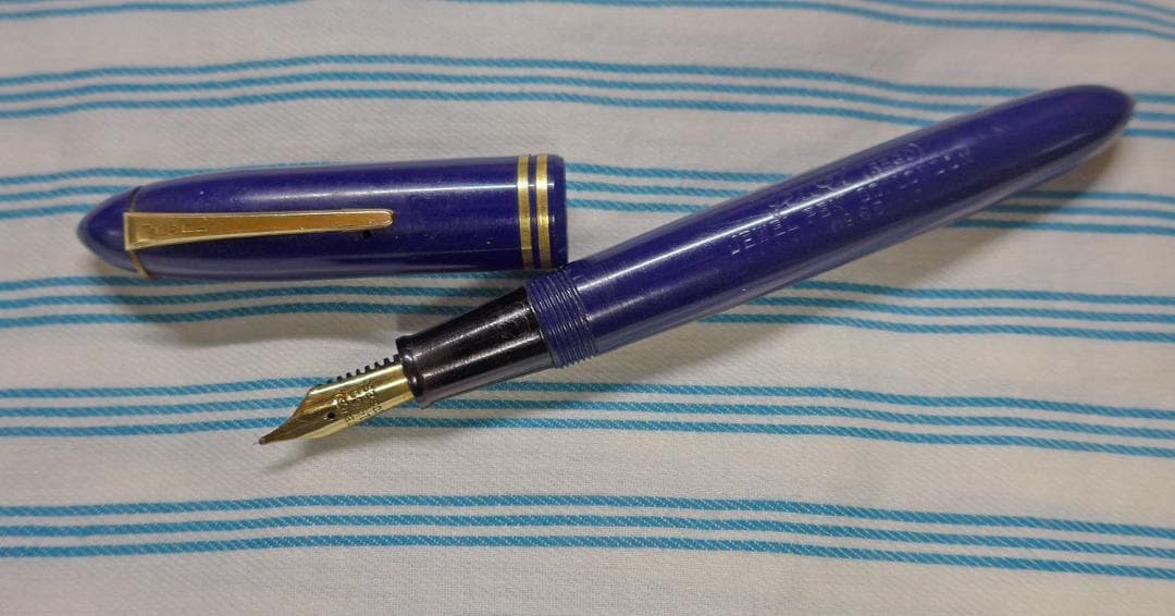 ビンテージ ジュエル スーパー 万年筆 Engalnd ブルー 14K