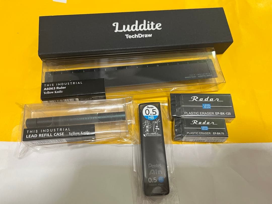 ラダイト テックドロー2 シャープ偏光グラデーションイエローナイフ 芯ケース定規