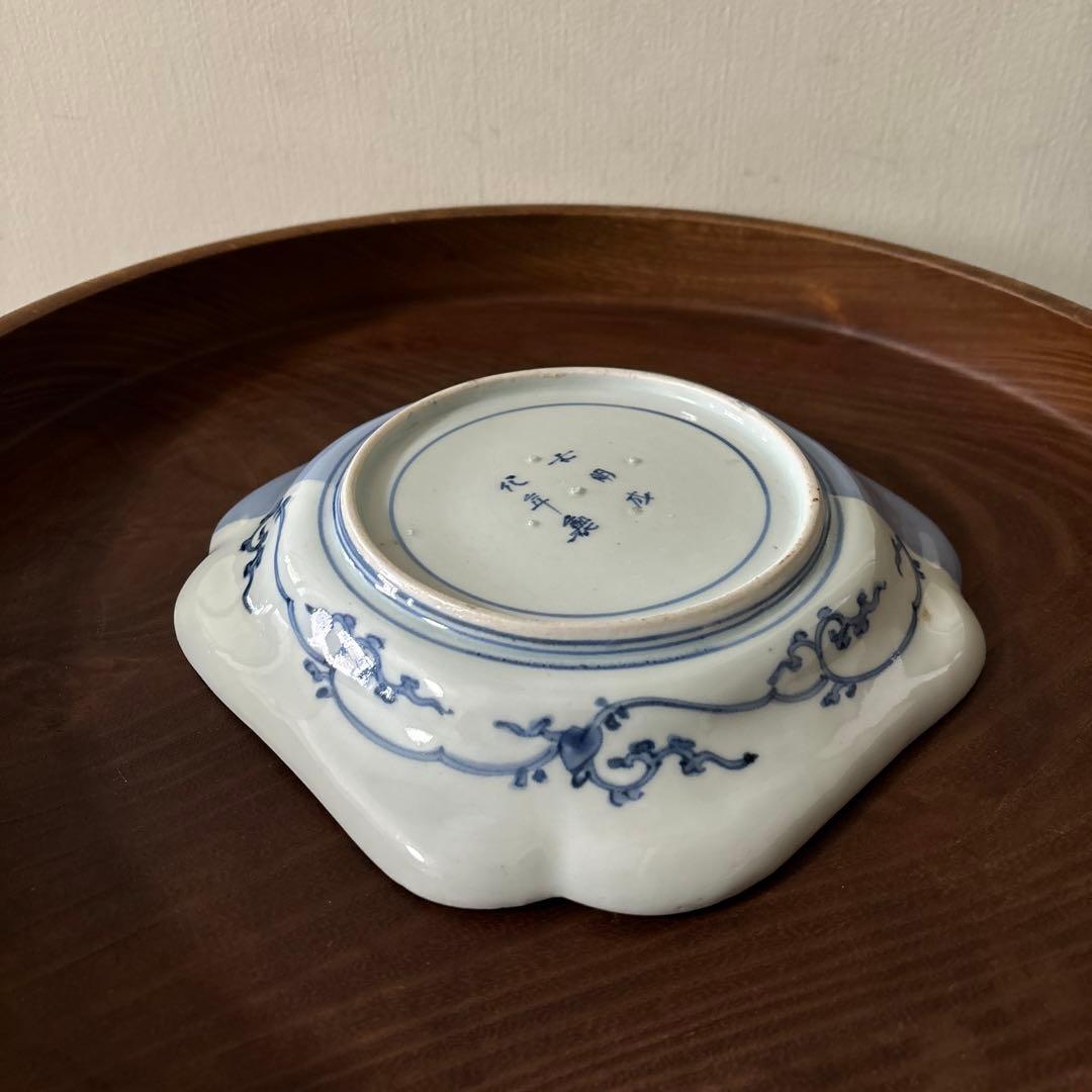 古伊万里染付 角皿 アンティーク　白磁　李朝　骨董　古道具　李朝