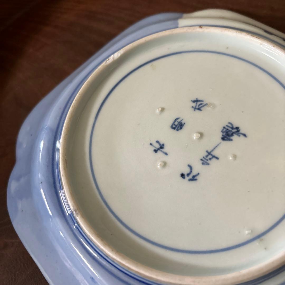 古伊万里染付 角皿 アンティーク　白磁　李朝　骨董　古道具　李朝