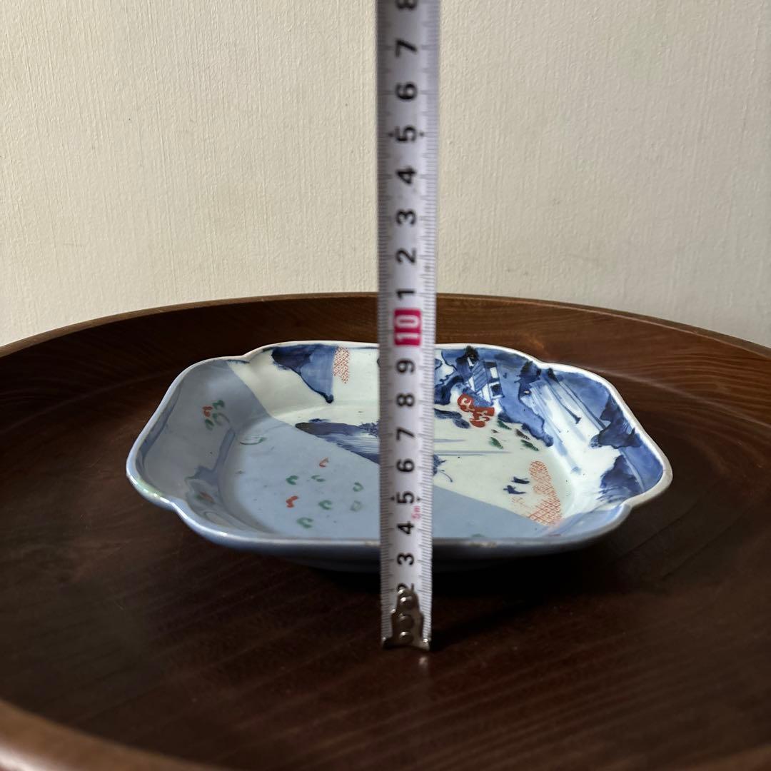 古伊万里染付 角皿 アンティーク　白磁　李朝　骨董　古道具　李朝