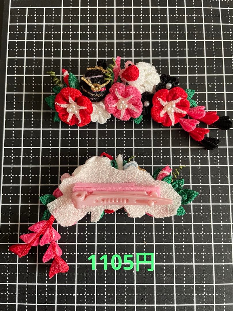 らおちゃん　犬用バレッタ　つまみ細工