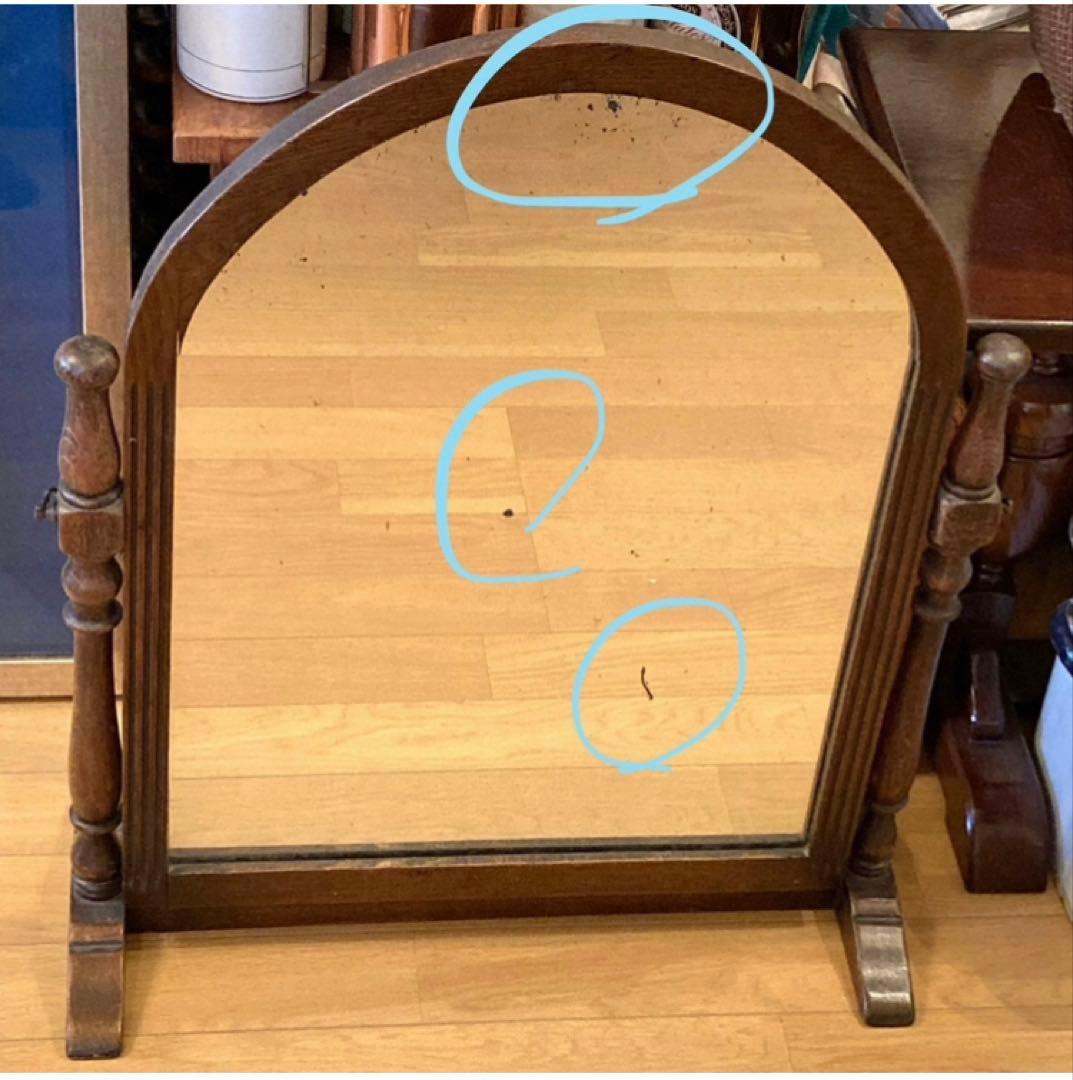 英国　イギリス　アンティーク　スタンドミラー　鏡　ドレッサー　オーク材　家具