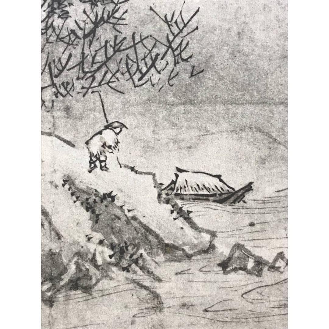 複製/雪村/夏冬山水図/双幅/工芸品/掛軸☆宝船☆AK-376