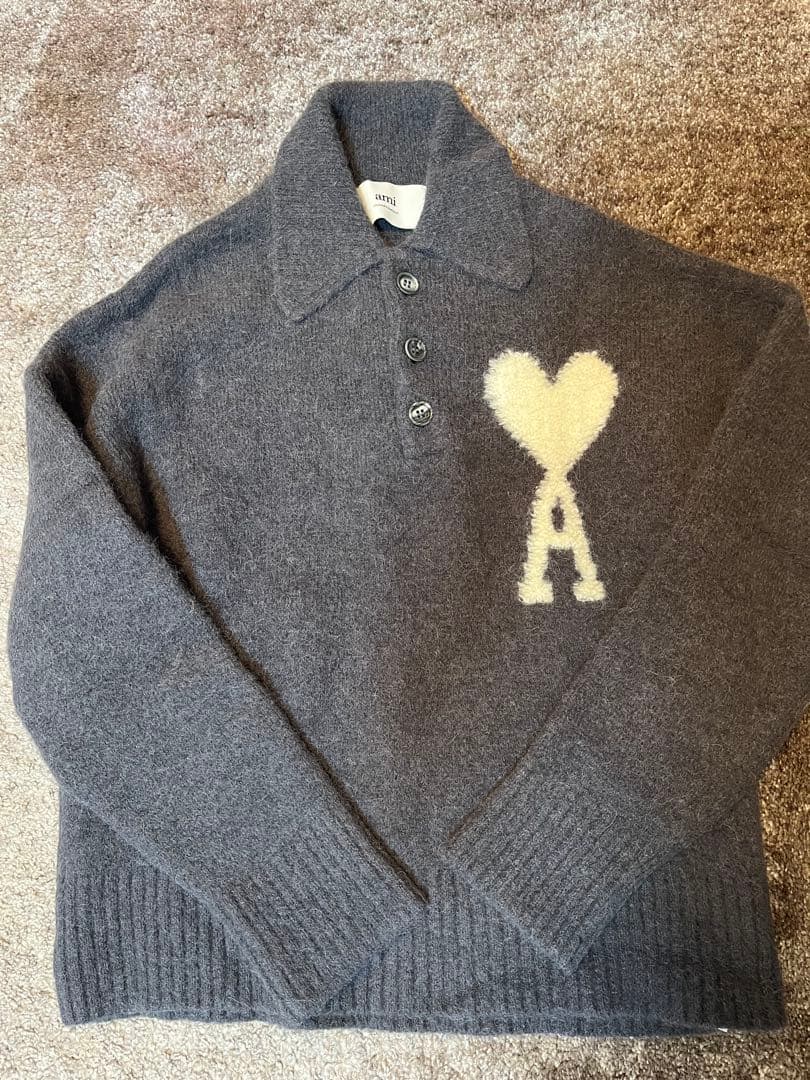 AMI Paris Ami de Coeur ウールポロシャツ