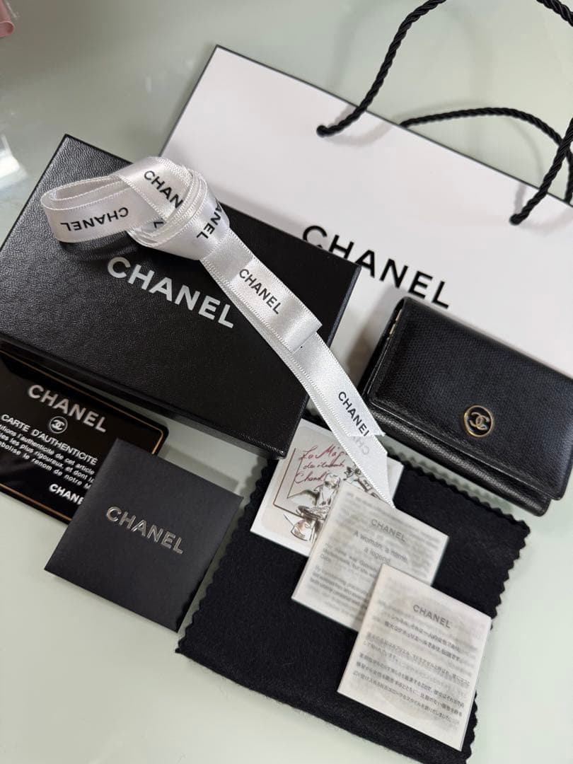 シャネル CHANEL ココボタン 6連 キーケース カーフスキン ブラック