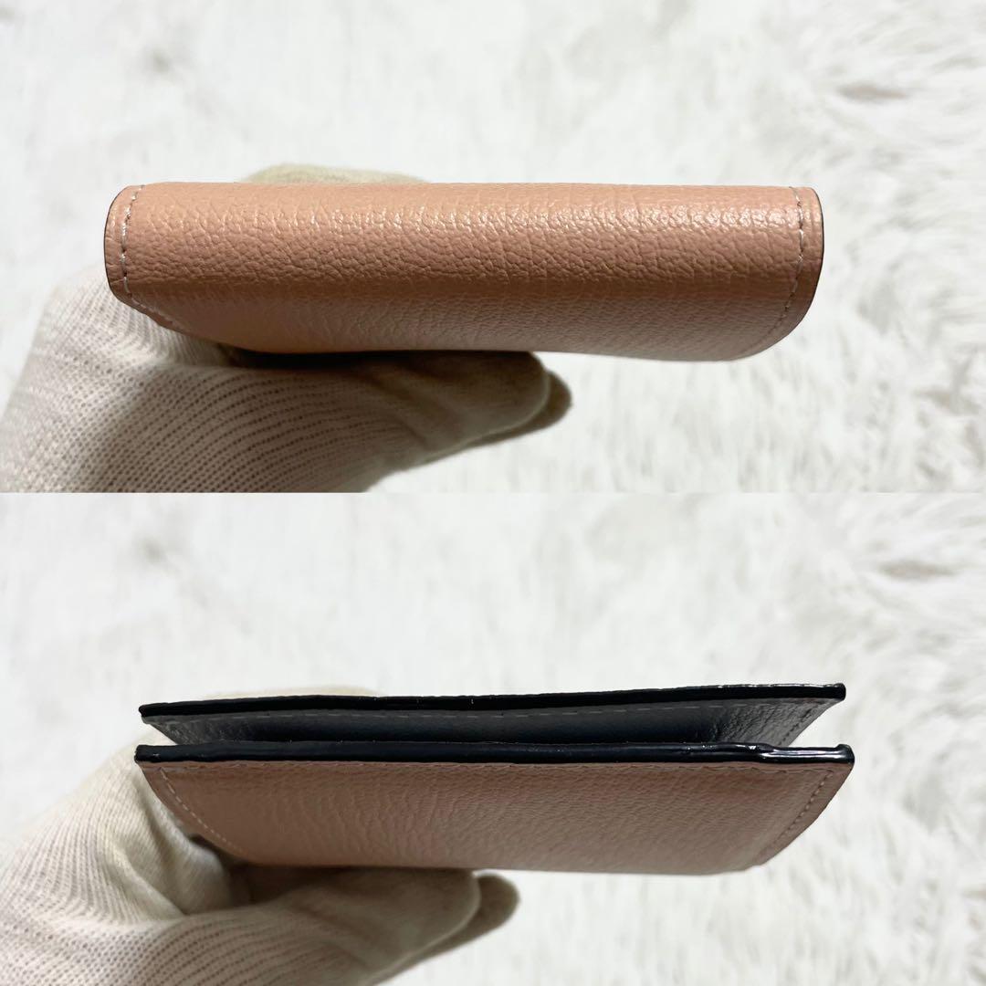 未使用/ラルコバレーノ　二つ折り財布　ミニウォレット　ピンクベージュ　グレー