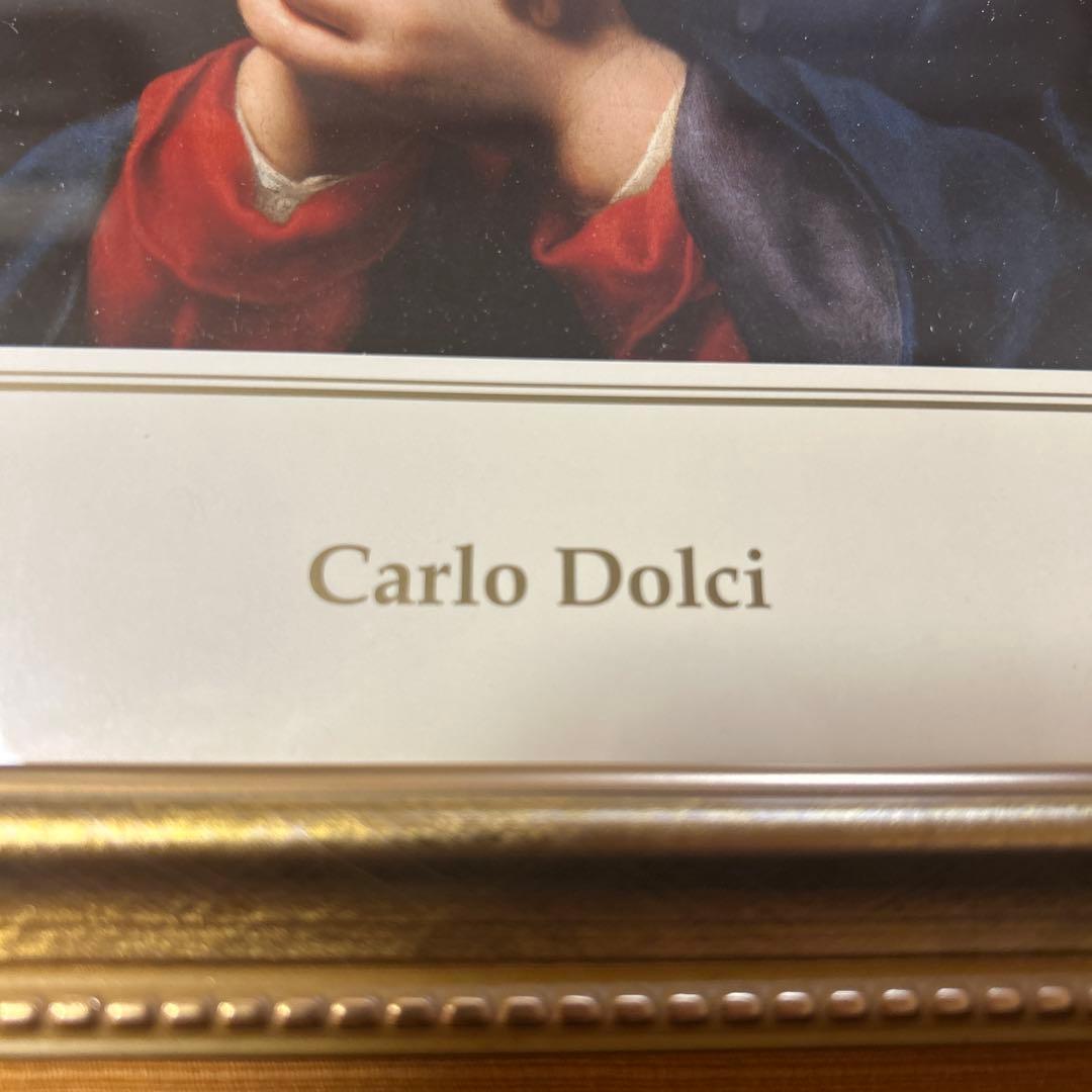 アートプリント　「受胎告知　聖母」　カルロ・ドルチ　横27cm×縦33cm額縁込