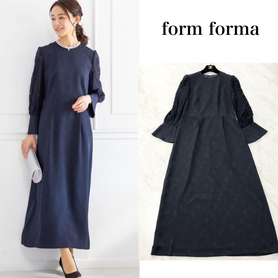 未使用級❤️form forma マザーズドレス　レース　ジャガード　ネイビー