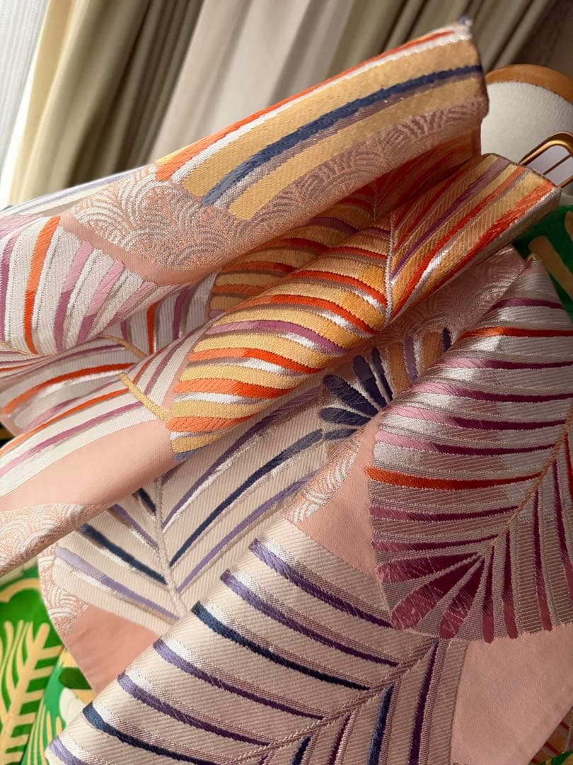 振袖フルセット グリーン×白×クリームイエロー×ゴールド 金駒刺繍