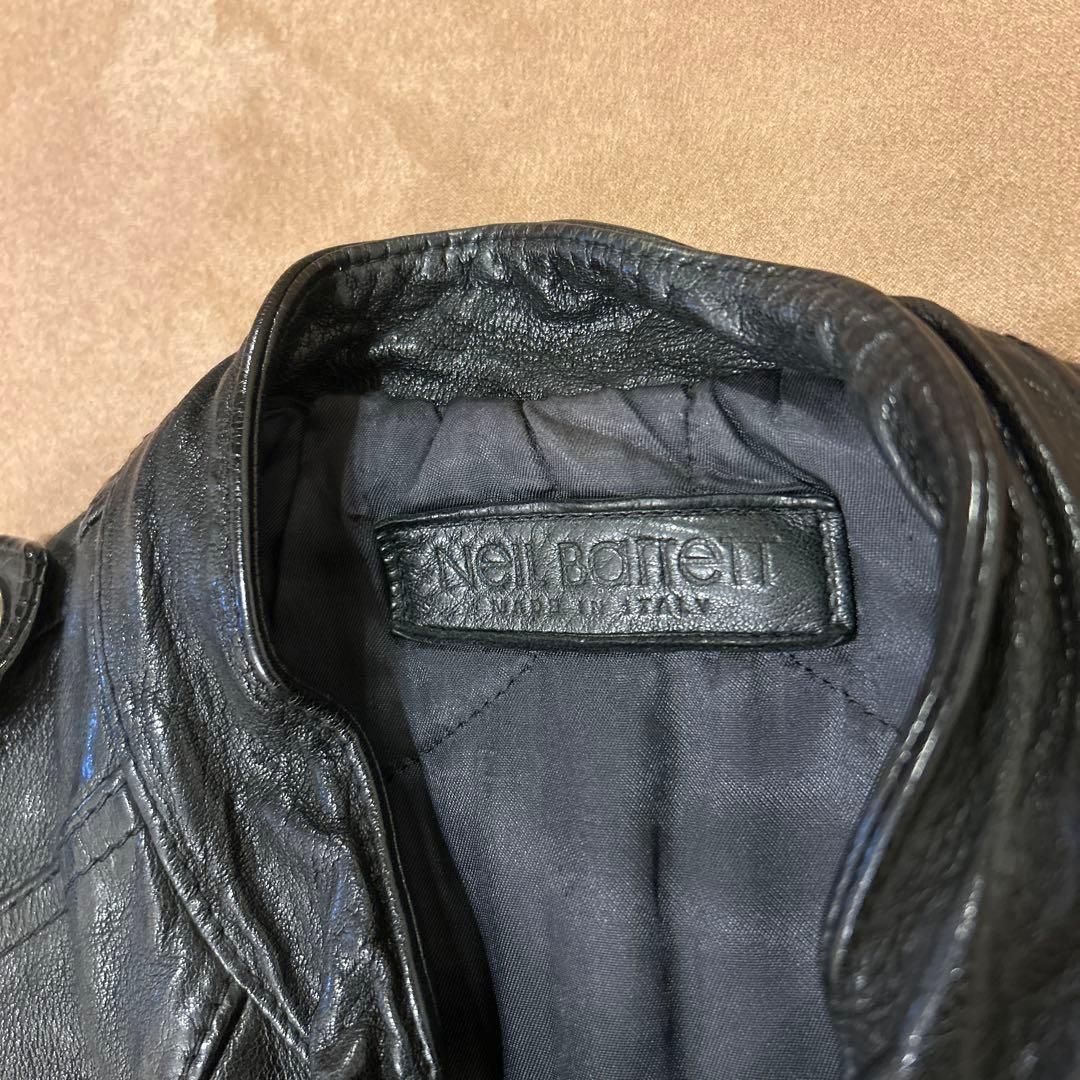 Neil Barrett ブラックレザーシングルライダースジャケット