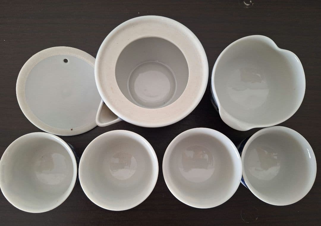 最終値下げ　煎茶器　揃　松竹梅　九谷焼　染付 　煎茶道具　未使用　湯冷まし　茶杯