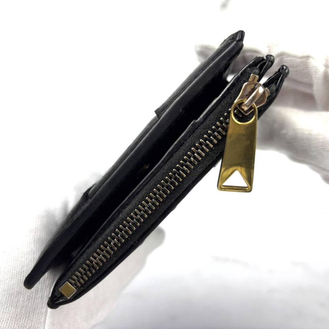 【極美品】ボッテガヴェネタ【カセット】イントレチャート⭐２つ折り財布 ブラック