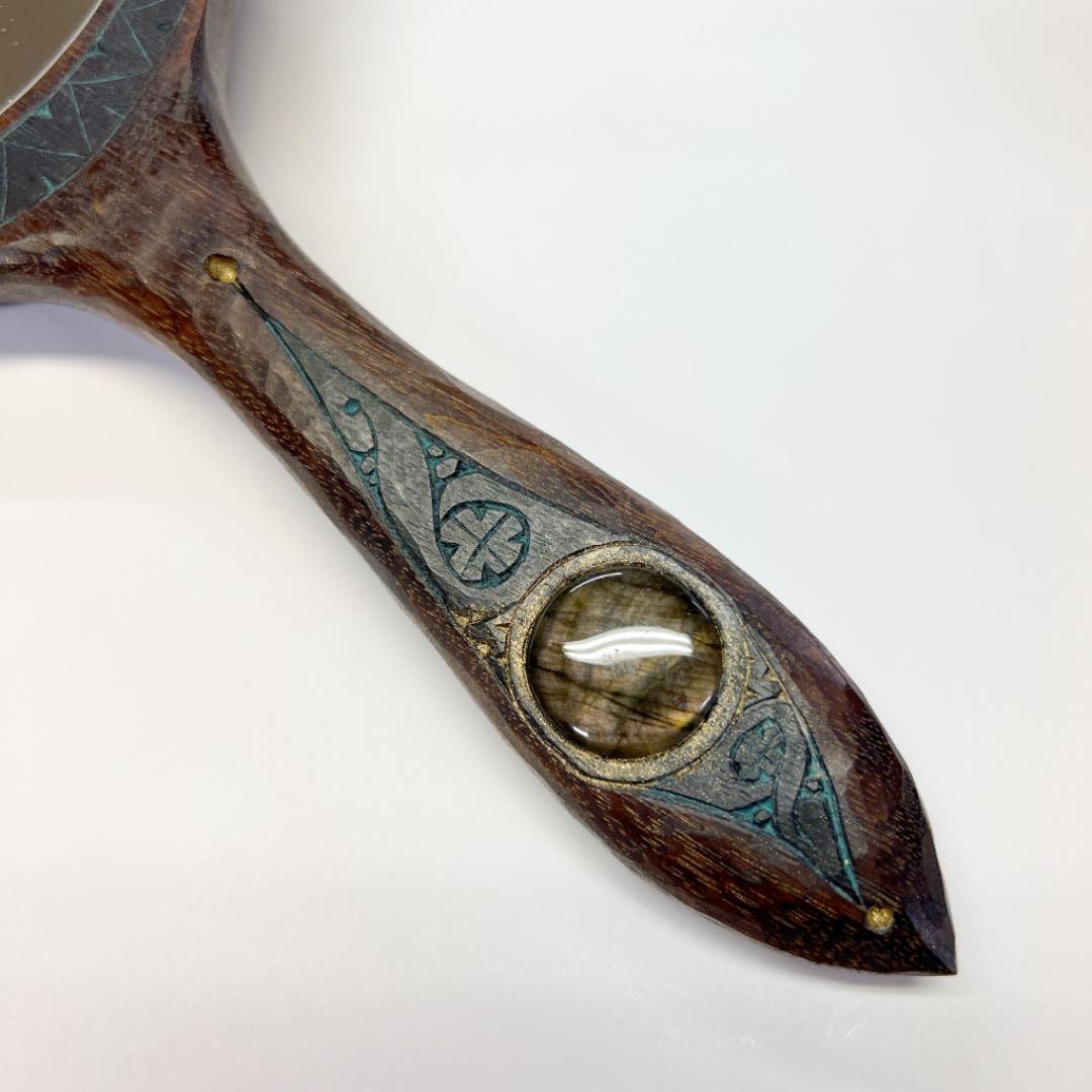 アイヌコタン　西田智三さん　ハンドミラー　手鏡　エカシ　コタンコロカムイ　天然石