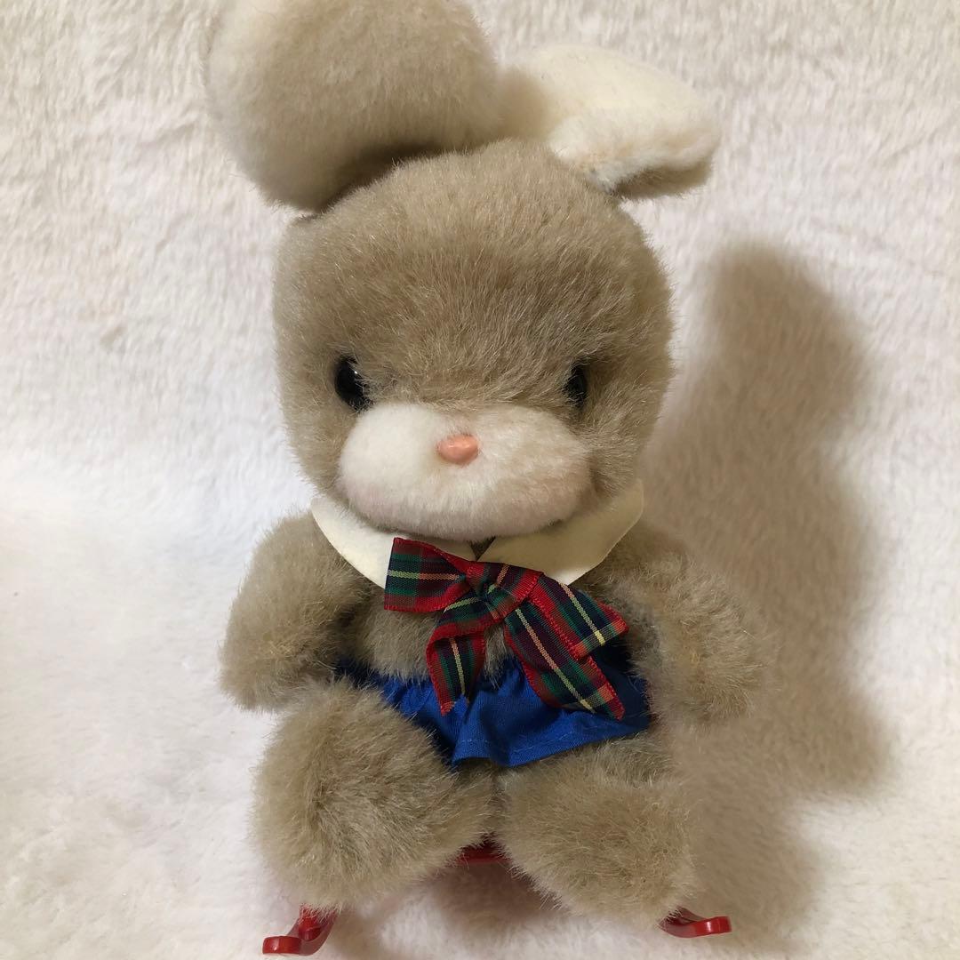 昭和レトロ【セキグチ】オルゴール　首振り　うさぎ　ぬいぐるみ　ロッキンチェアー