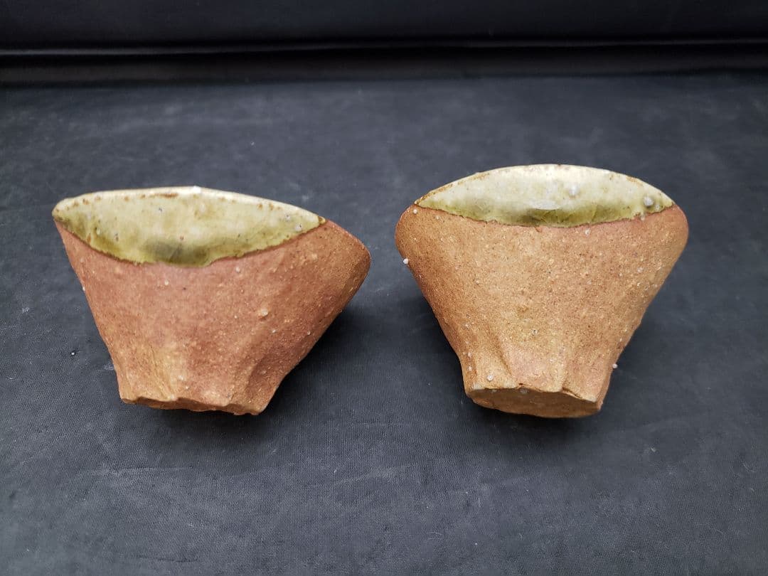 信楽焼　煎茶器　神崎紫峰　手捻り　急須　湯呑み5客　湯冷まし　煎茶道具　作家物