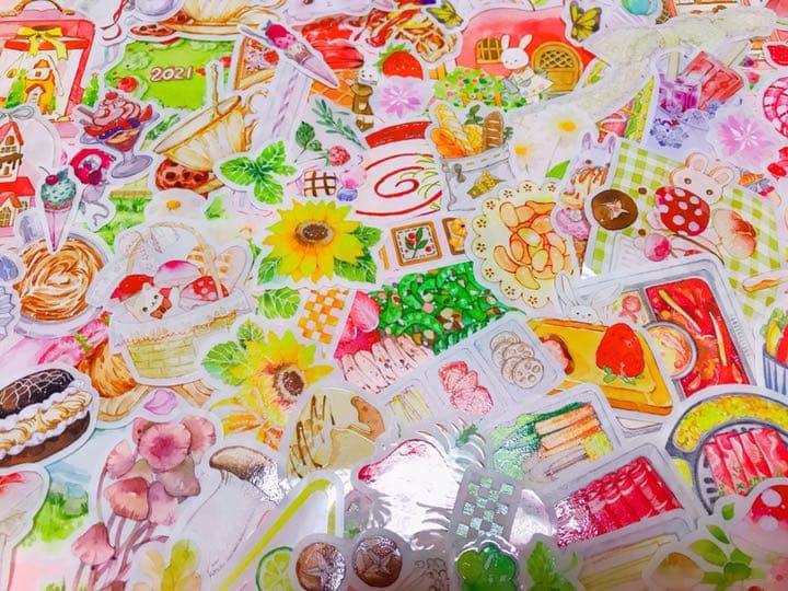 可愛いい❤️❤️フレークシール( ⸝⸝•ᴗ•⸝⸝ )うさちゃんの夏のピクニック♡♡