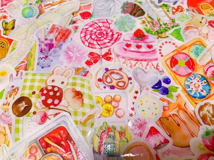 可愛いい❤️❤️フレークシール( ⸝⸝•ᴗ•⸝⸝ )うさちゃんの夏のピクニック♡♡