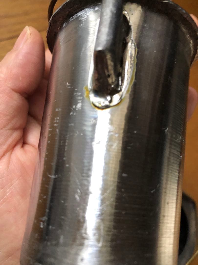 六角形 龍亀文様 錫製温酒器（酒壺）　真鍮取手付き　ビンテージ骨董