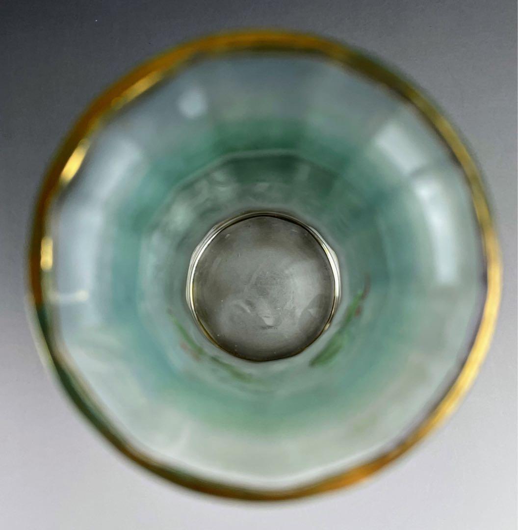 【希少】ボヘミアグラス ２２．５㎝ エナメル盛 スズラン紋 花瓶 一輪挿し