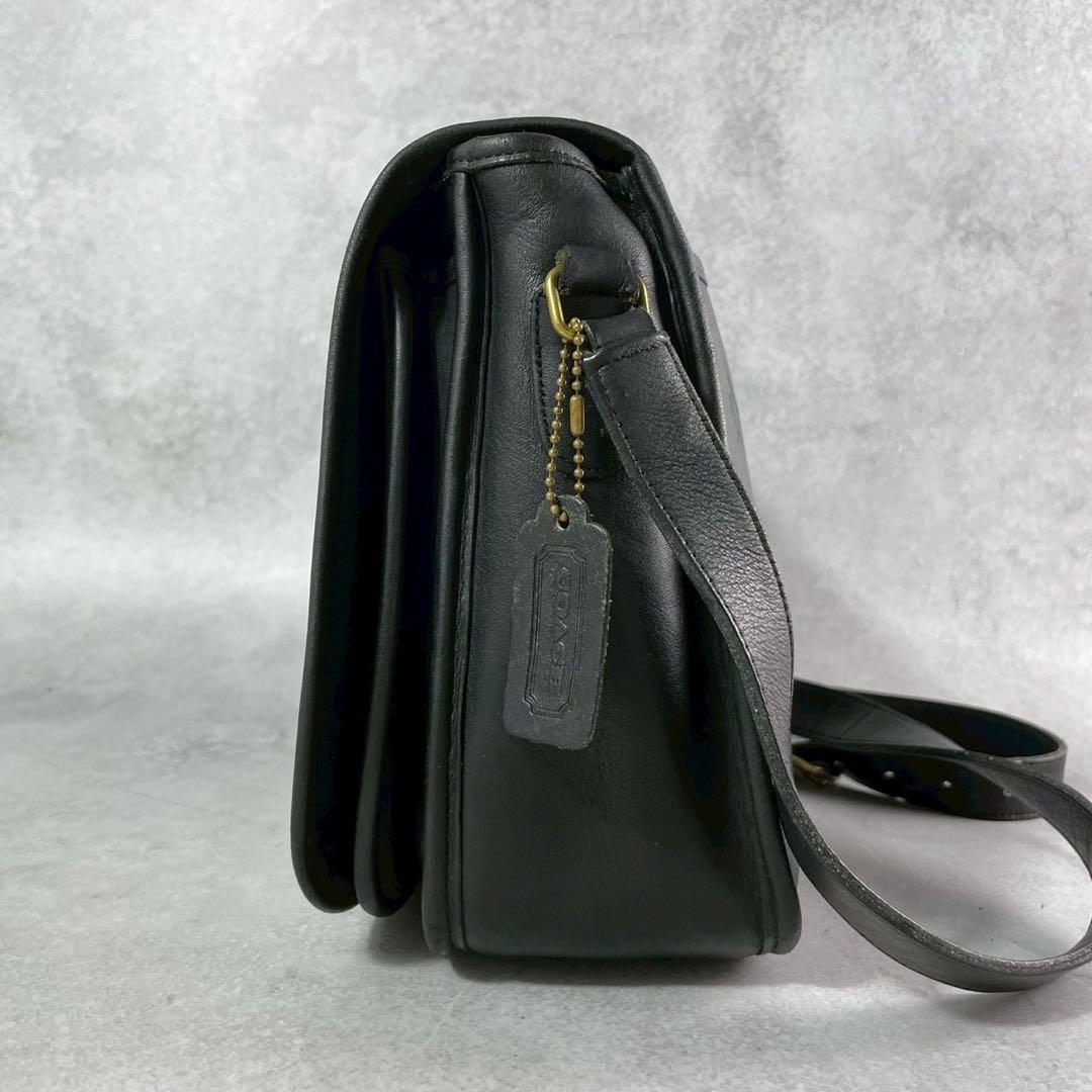 美品✨オールドコーチ　ショルダーバッグ　ターンロック　USA製 レザー　ブラック