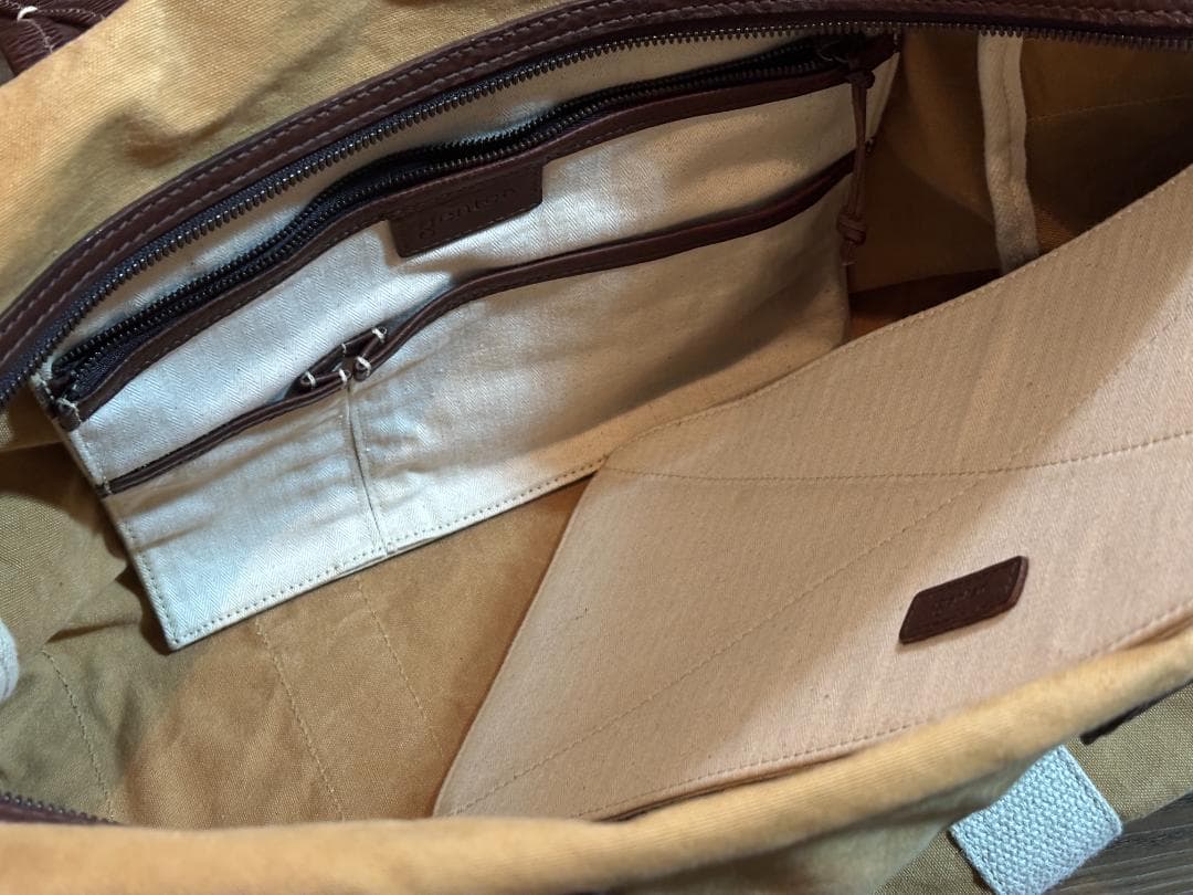 ＜genten（ゲンテン）＞　ボストンバッグ　キャンバス＆レザー　ショルダー紐付