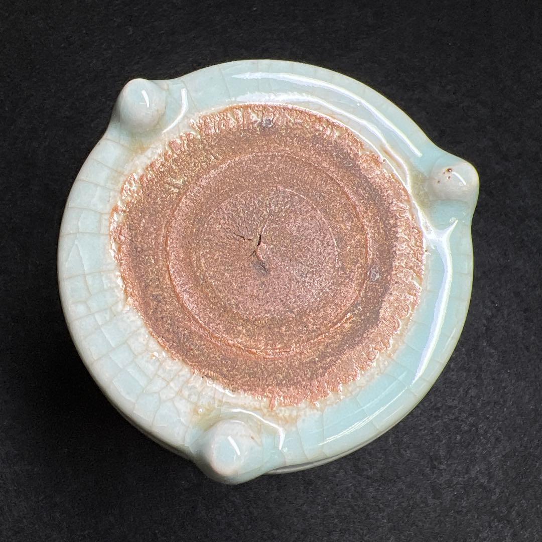 中国元時代　七官青磁　上手　銀火屋香炉　木箱付　東Y7-1203☆2Fトサオ