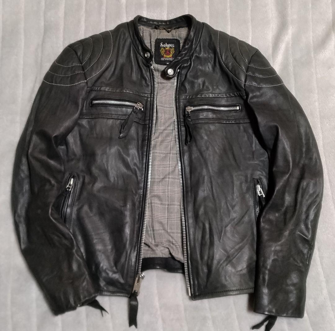 【牛革】schott classic パデッド シングルライダース（M）