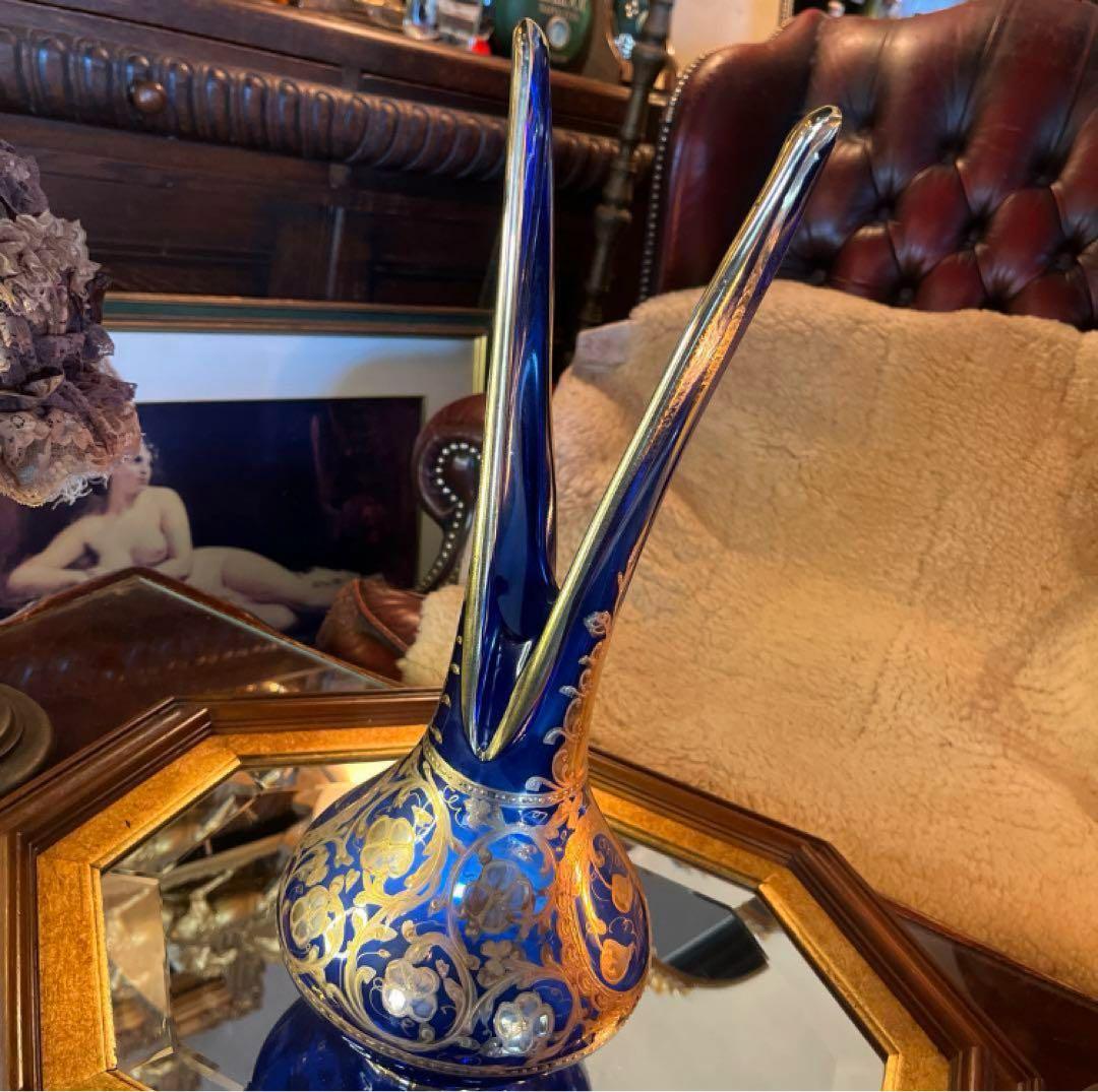 湯布院アンティーク イタリア 金彩花瓶 フラワースタンド ハンドメイド