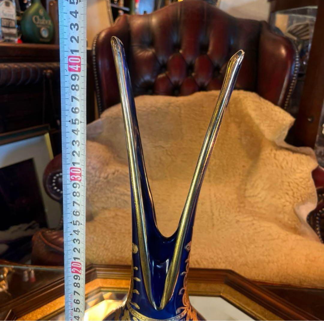 湯布院アンティーク イタリア 金彩花瓶 フラワースタンド ハンドメイド