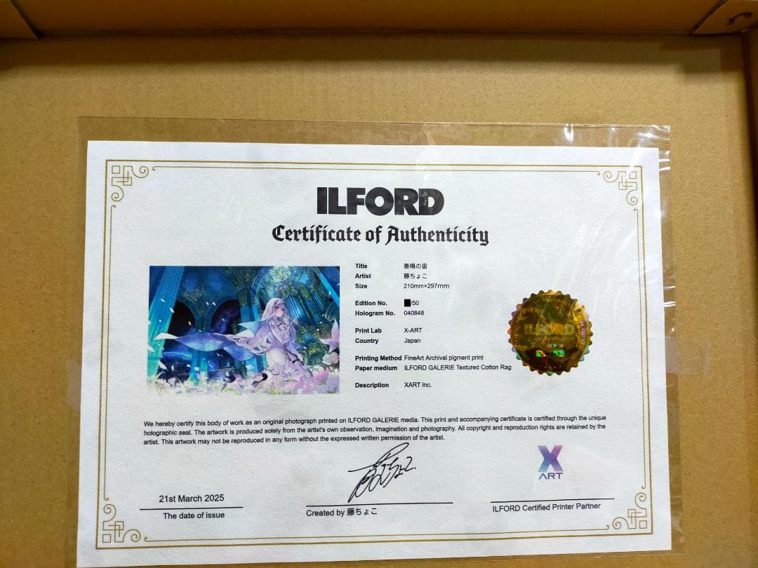 X-ART 藤ちょこ 直筆サイン入り複製原画 奏鳴の宙 光る美少女展5